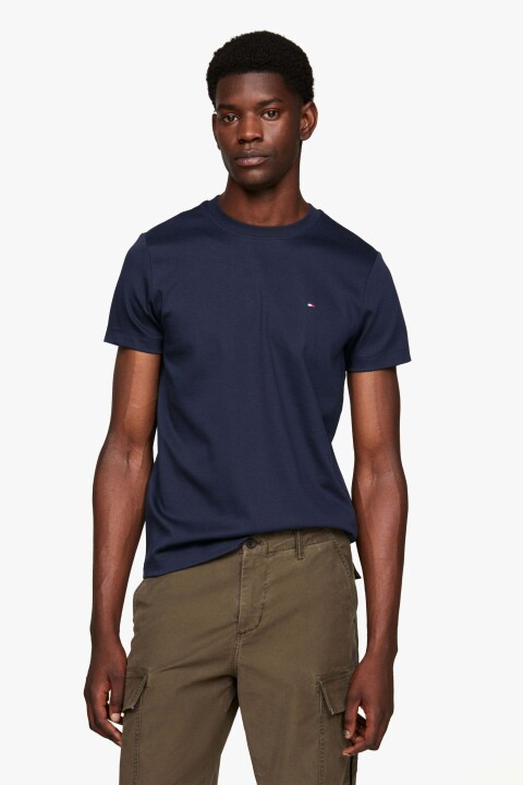 Erkek Lüks Dokulu Bisiklet Yaka T-Shirt - Lacivert - Tommy Hilfiger