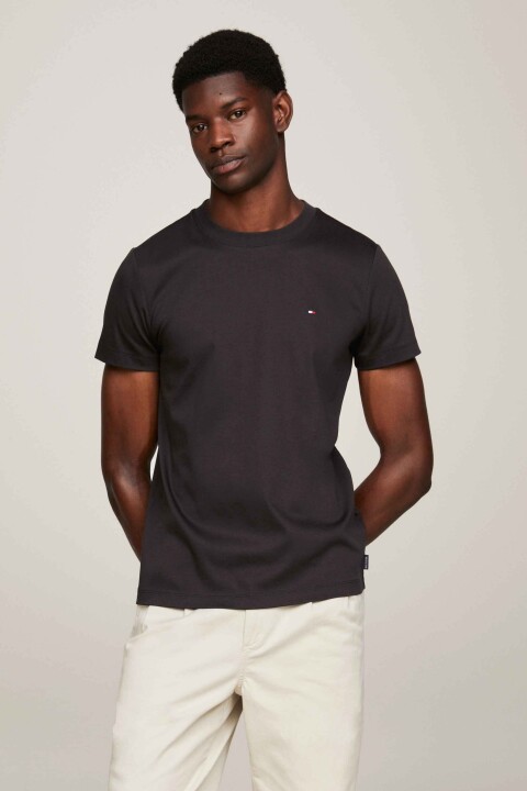 Erkek Lüks Dokulu Bisiklet Yaka T-Shirt - Siyah - Tommy Hilfiger