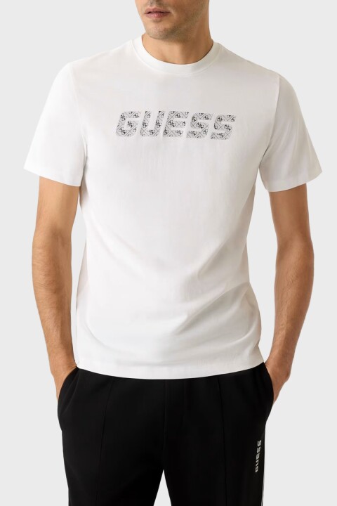 Erkek Maska Aktif Regular Fit T-Shirt - Beyaz - Guess