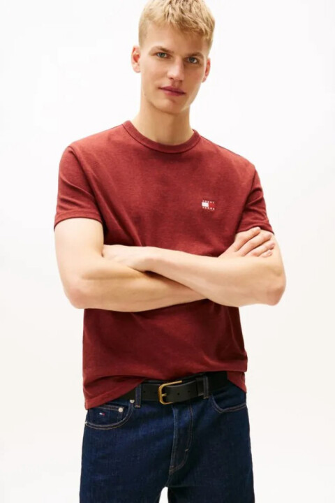 Erkek Melanj Dokulu Logolu T-Shirt - Kiremit Kırmızısı 