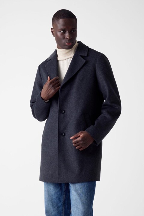 Erkek Melton Yün Karışımlı Kaban - Antrasit - Guess