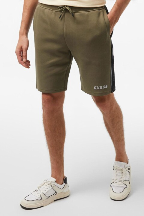 Erkek Mickey Yan Logo Şort - Yeşil - Guess