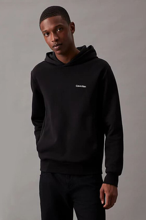 Erkek Mıcro Logo Pamuklu Kapüşonlu Sweatshirt - Siyah - Calvin Klein
