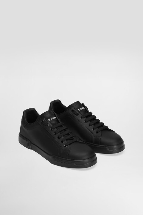 Erkek Monokrom Deri Sneakers - Siyah - Dolce&gabbana