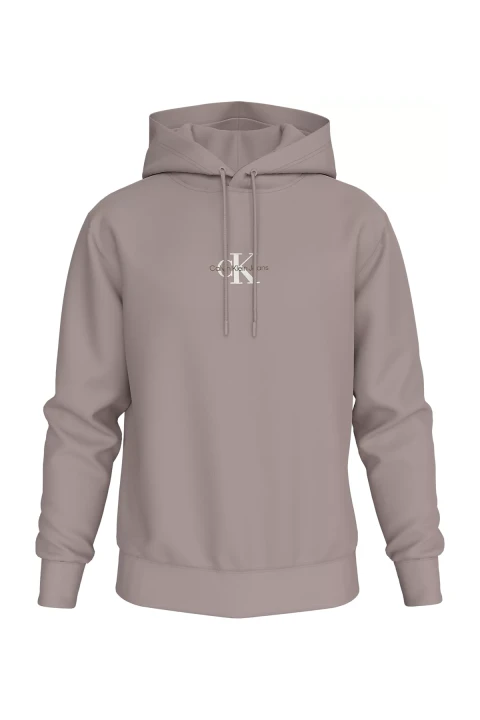 Erkek Monologo Hoodıe Sweatshirt - Gri - Calvin Klein