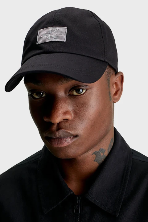 Erkek Monologo Rubber Patch Pamuklu Şapka - Siyah 