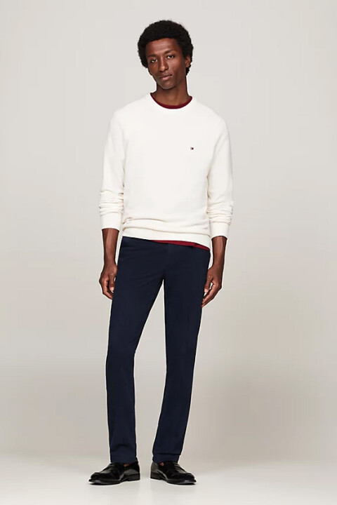 Erkek Nakış Dokulu Kazak - Beyaz 