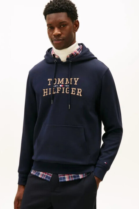 Erkek Nakış Logolu Kapüşonlu Sweatshirt - Lacivert - Tommy Hilfiger
