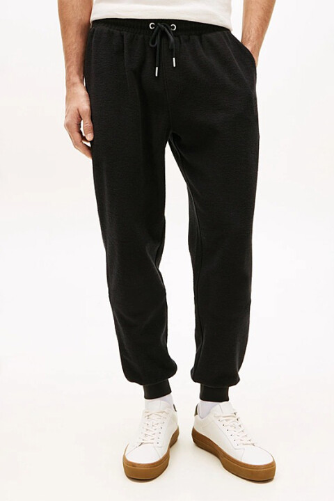 Erkek Nakış Logolu Pamuklu Jogger Eşofman Altı - Siyah 