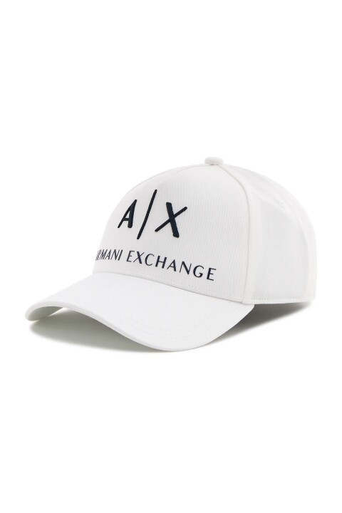 Erkek Nakışlı Yazı Logolu Pamuklu Baseball Şapka - Beyaz - Armani Exchange