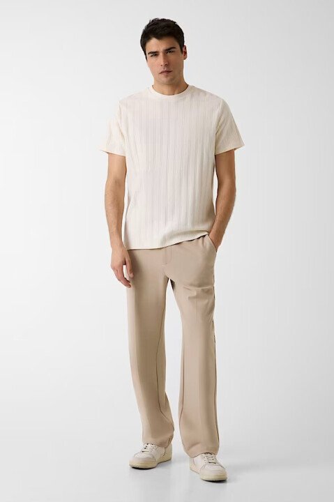 Erkek Needle Top T-Shirt - Ekru 