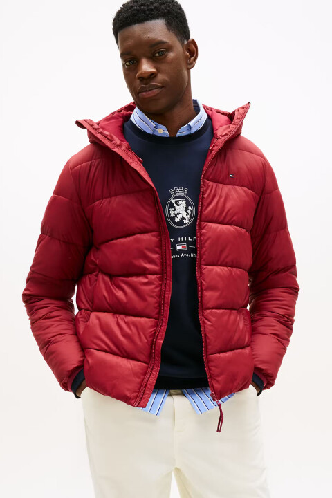 Erkek Orta Kalınlık Kapüşonlu Mont - Kırmızı 