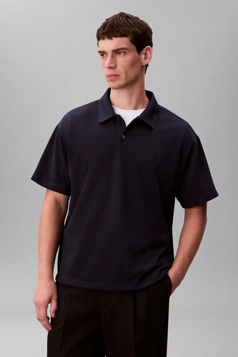 Erkek Oversize Fit Kısa Kollu Polo Yaka T-Shirt - Lacivert - Calvin Klein