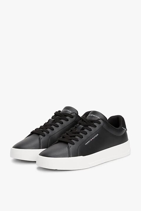 Erkek Pebble Grain Court Sneaker - Siyah 