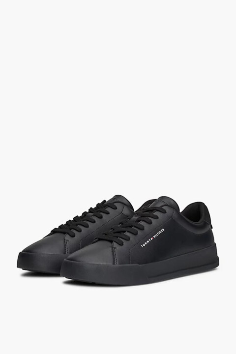 Erkek Pebble Grain Court Sneaker - Siyah - Tommy Hilfiger