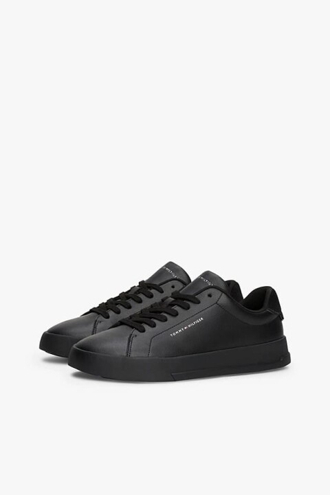 Erkek Pebble Grain Court Sneakers - Siyah 