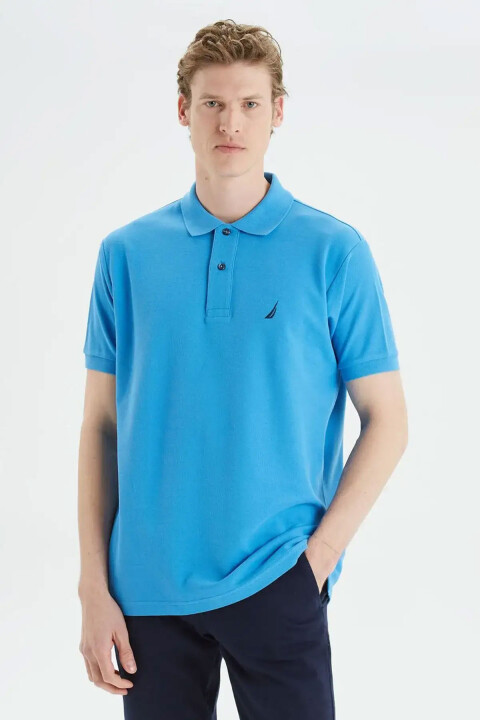 Erkek Polo Yaka T-Shirt - Saks Mavi 