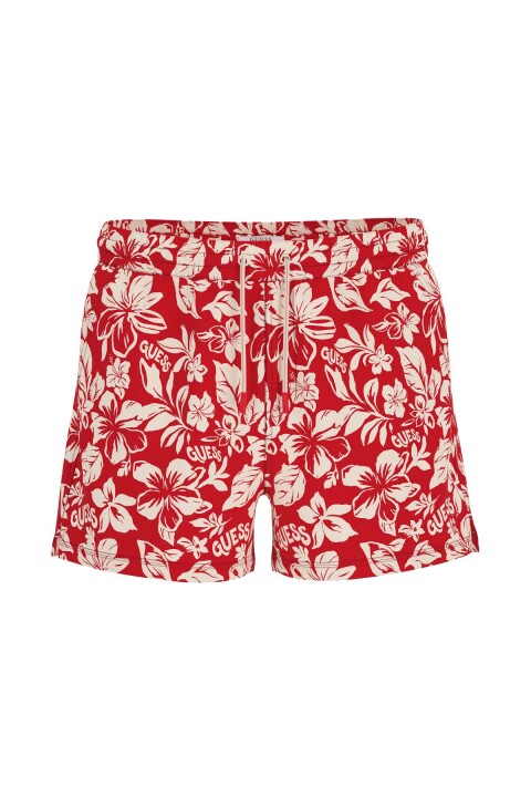 Erkek Poly Deniz Şortu - Kırmızı - Guess