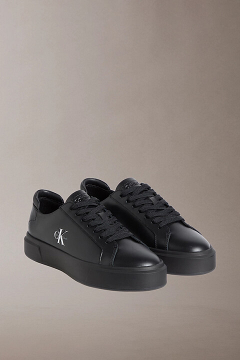 Erkek Premier Deri Özel Tasarım Logolu Sneaker - Siyah - Calvin Klein
