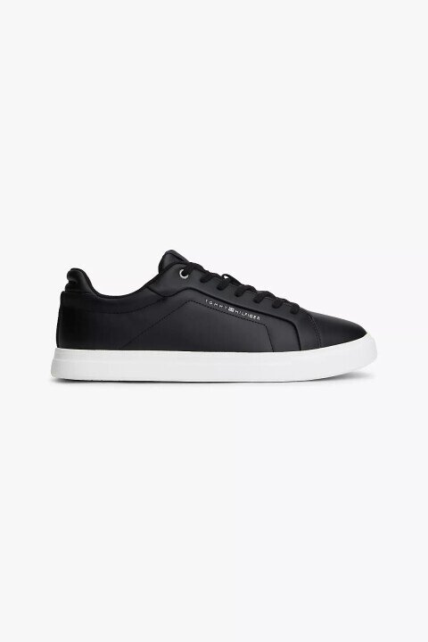 Erkek Premium Deri Court Sneaker - Siyah 