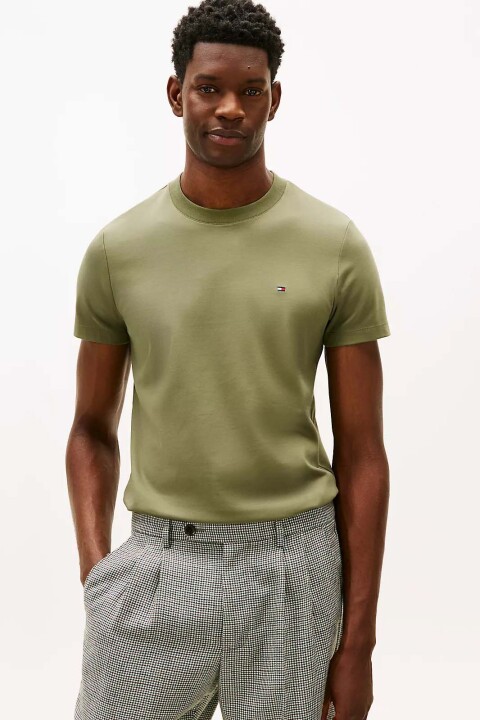 Erkek Premium Dokulu Bisiklet Yaka T-Shirt - Haki Yeşili 