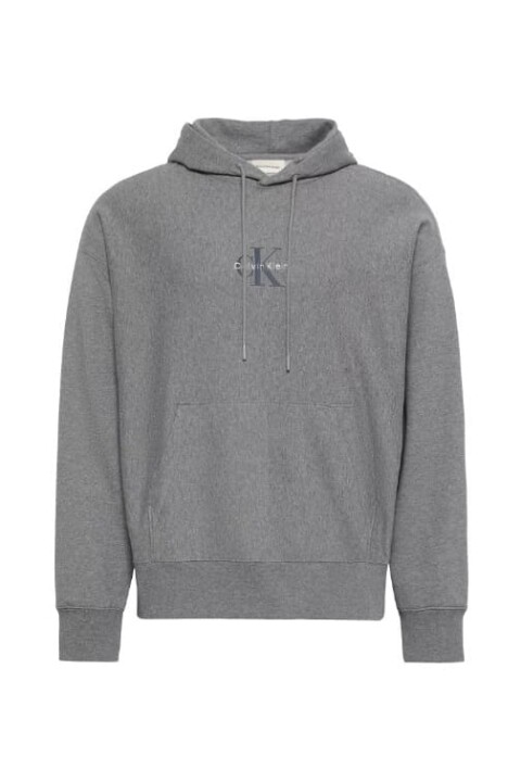 Erkek Rahat Kalıp Kapüşonlu Sweatshirt - Gri Melanj 