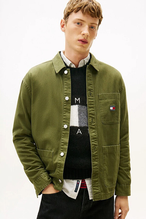 Erkek Rahat Kesim Çok Cepli Gömlek Ceket - Haki - Tommy Hilfiger