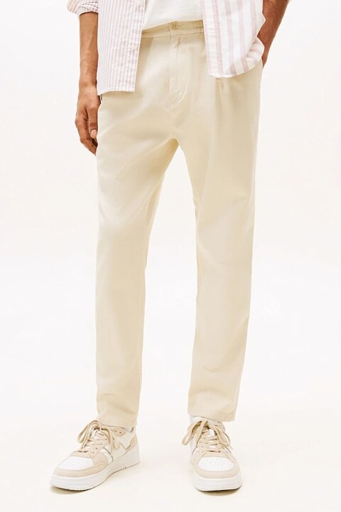 Erkek Rahat Konik Kesim Pantolon - Krem 