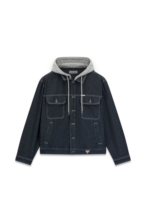 Erkek Rege Kapüşonlu Denim Ceket - Lacivert - Guess