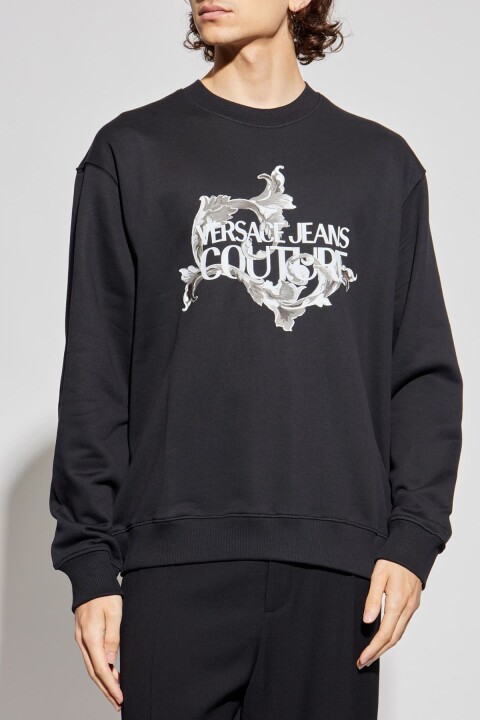 Erkek Regular Fit Barok Desenli Bisiklet Yaka Sweatshirt - Siyah - Versace