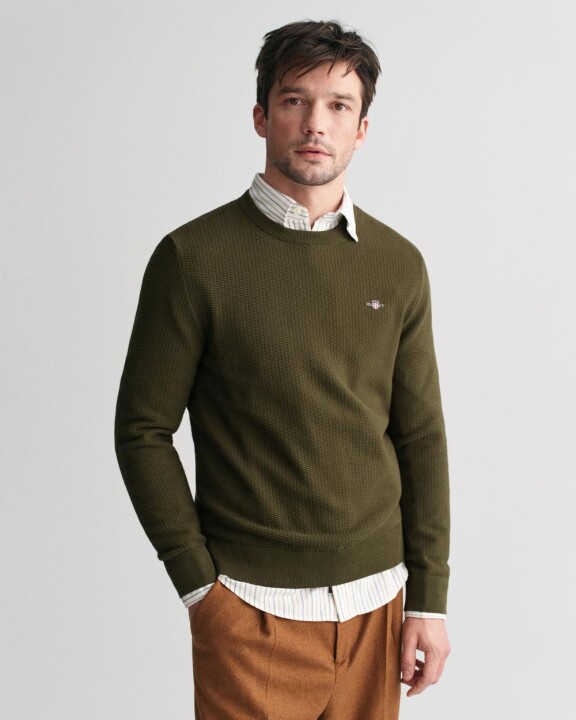 Erkek Regular Fit Bisiklet Yaka Kazak - Yeşil 