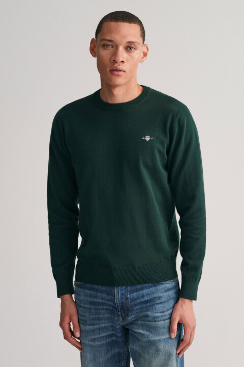Erkek Regular Fit Bisiklet Yaka Kazak - Yeşil 