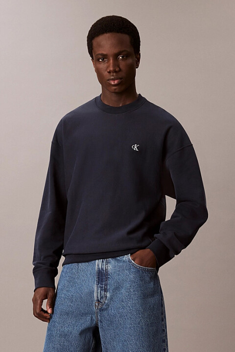 Erkek Regular Fit Bisiklet Yaka Nakış Logolu Sweatshirt - Lacivert 