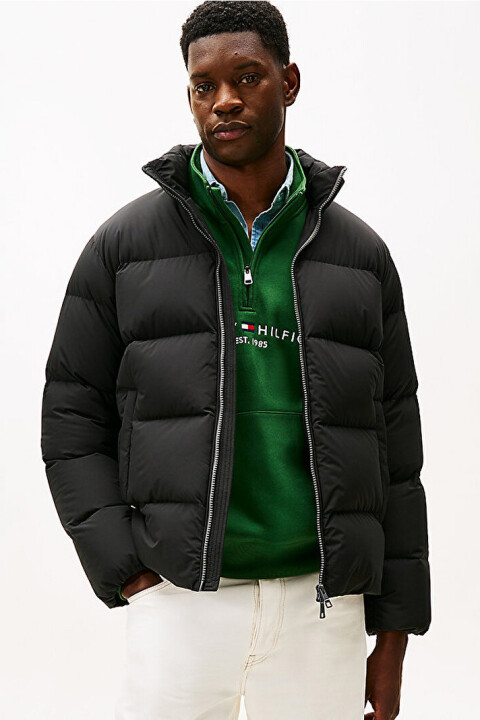 Erkek Regular Fit Dik Yaka Dolgulu Şişme Mont - Siyah 