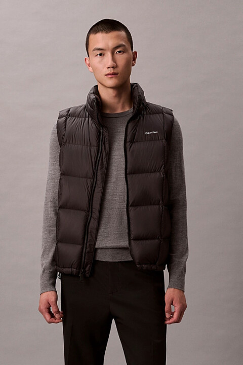 Erkek Regular Fit Dik Yaka Kapitoneli Şişme Yelek - Siyah - Calvin Klein