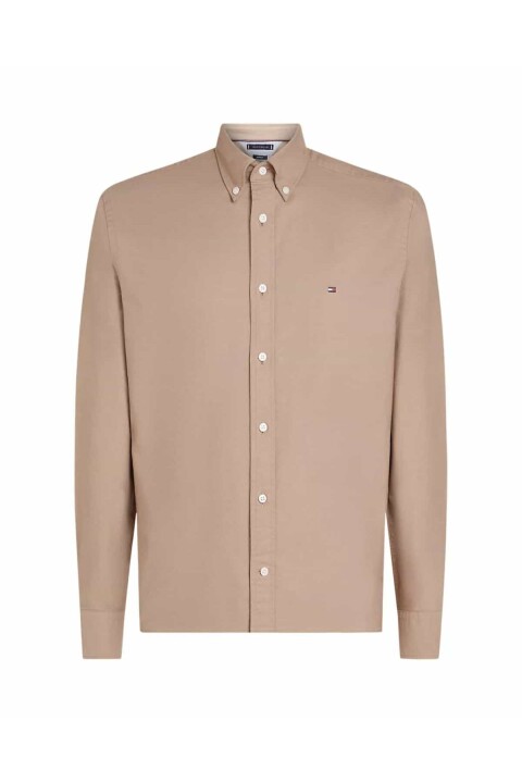 Erkek Regular Fit Düğmeli Yaka Oxford Gömlek - Bej 