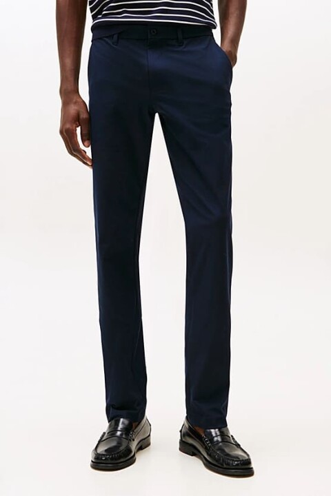 Erkek Regular Fit Düz Kesim Chino Pantolon - Lacivert - Tommy Hilfiger
