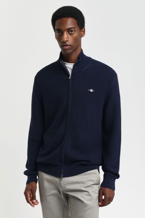 Erkek Regular Fit Fermuarlı Hırka - Lacivert - Gant