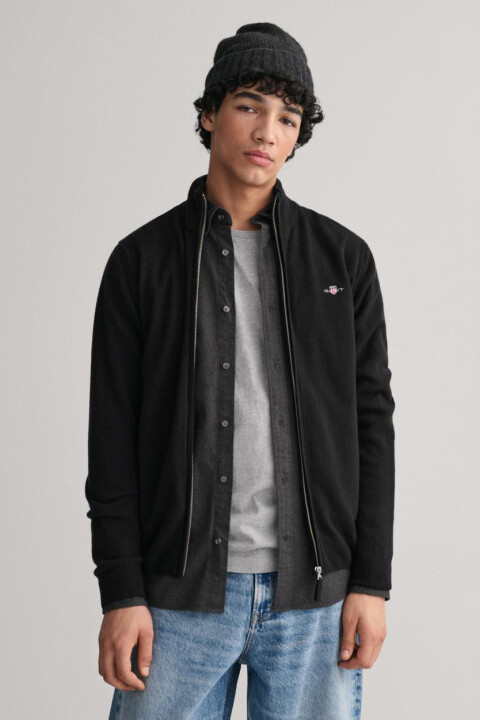 Erkek Regular Fit Fermuarlı Hırka - Siyah 