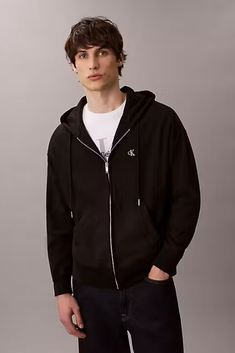 Erkek Regular Fit Fermuarlı Kapüşonlu Sweatshirt - Siyah 