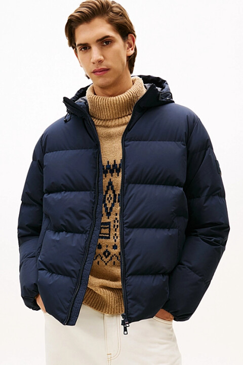 Erkek Regular Fit Kapüşonlu Dolgulu Şişme Mont - Lacivert - Tommy Hilfiger