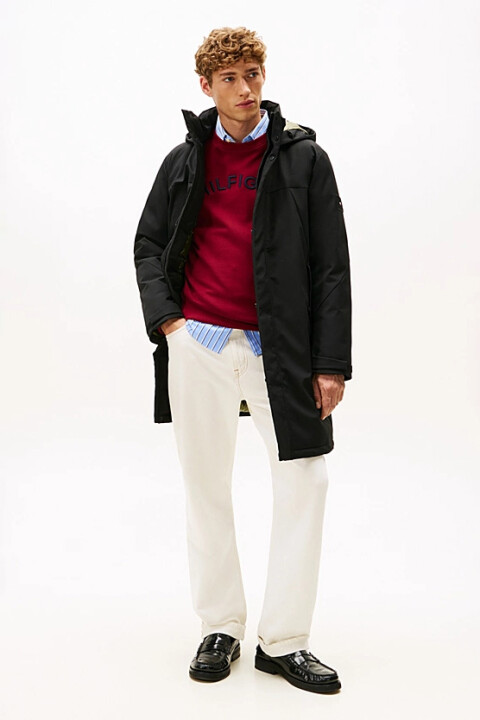 Erkek Regular Fit Kapüşonlu Isı Yalıtımlı Teknik Parka - Siyah - Tommy Hilfiger