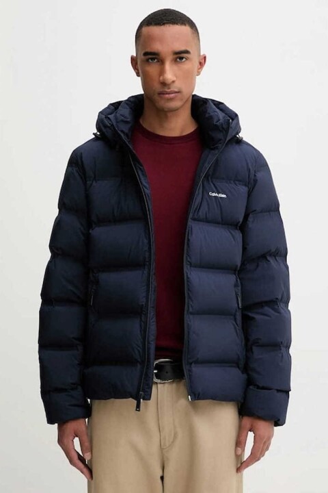 Erkek Regular Fit Kapüşonlu Kapitoneli Şişme Mont - Lacivert - Calvin Klein