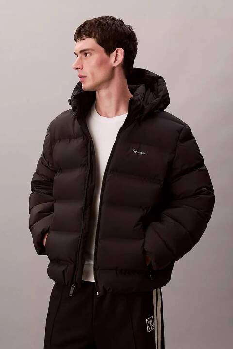 Erkek Regular Fit Kapüşonlu Kapitoneli Şişme Mont - Siyah 