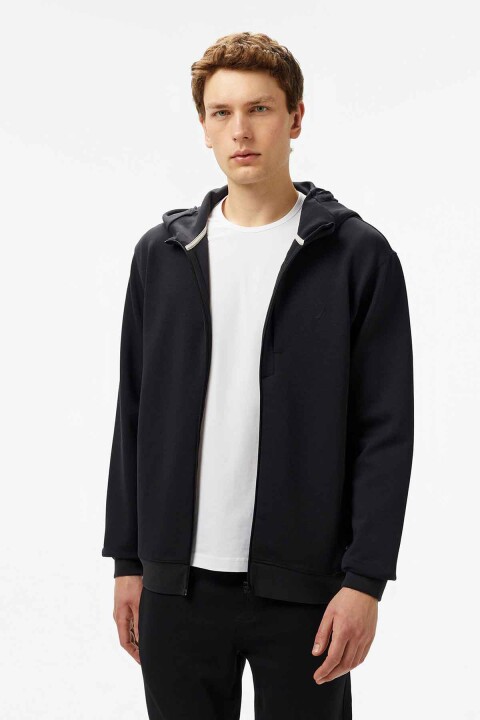 Erkek Regular Fit Kapüşonlu Sweatshirt - Siyah - Nautica