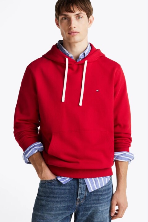 Erkek Regular Fit Kapüşonlu Uzun Kollu Kanguru Cepli Sweatshirt - Kırmızı 
