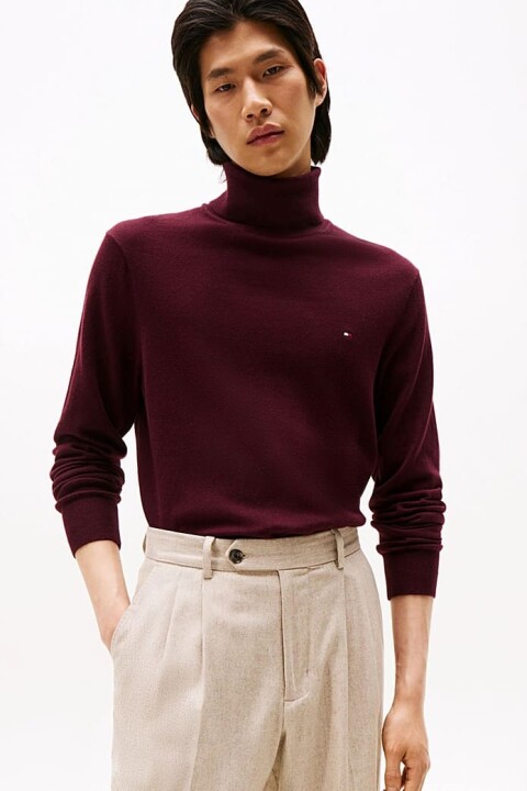 Erkek Regular Fit Kaşmir Karışımlı Balıkçı Yaka Kazak - Bordo - Tommy Hilfiger