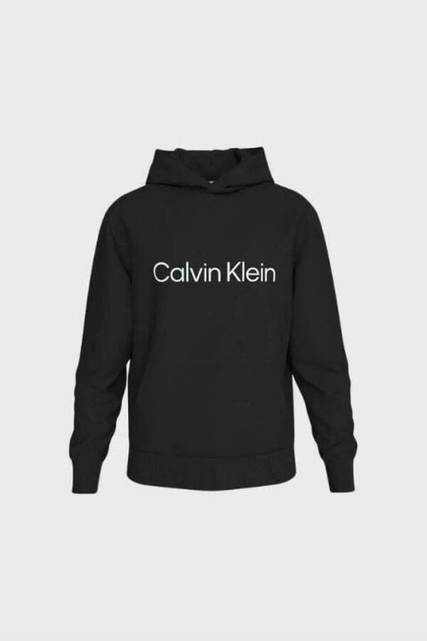 Erkek Regular Fit Logo Baskılı Kapüşonlu Kanguru Cepli Sweatshirt - Siyah - Calvin Klein