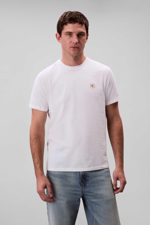 Erkek Regular Fit Logo Patch'li T-Shirt - Beyaz 