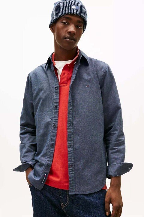 Erkek Regular Fit Oxford Gömlek - Koyu Mavi 